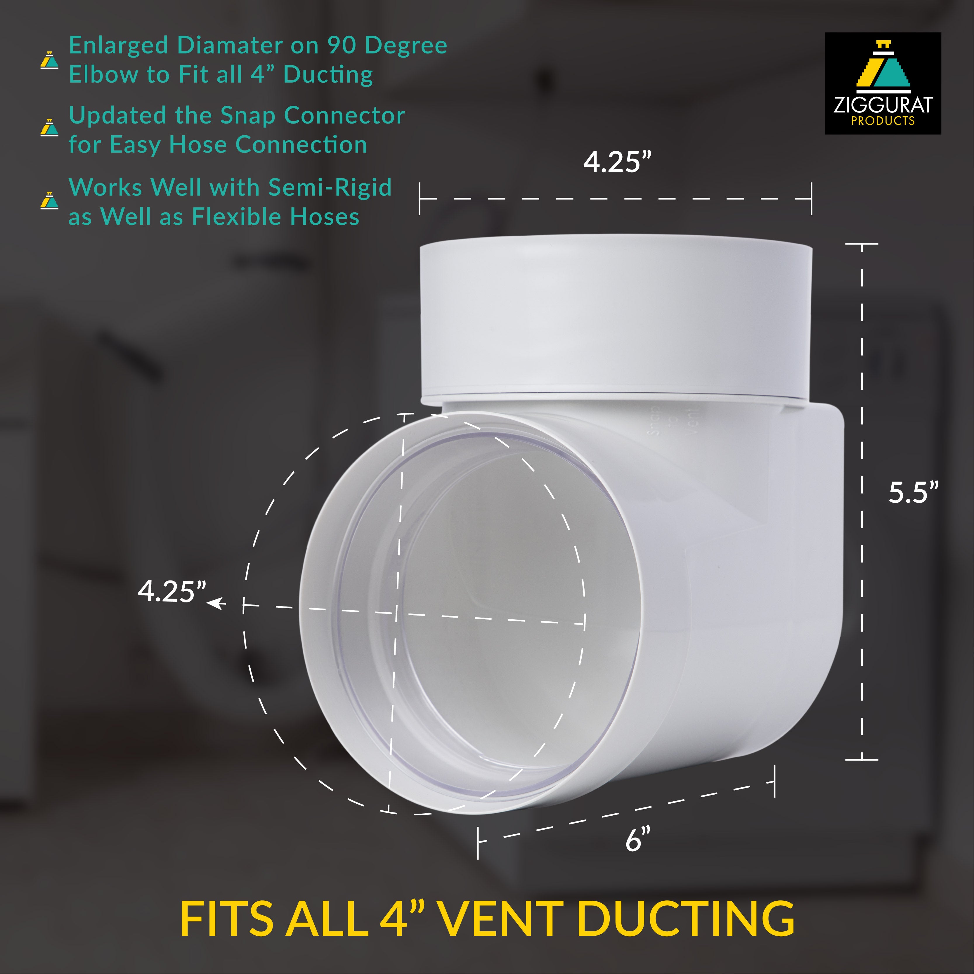 Snap to Vent Quick Connect Dryer 90 Elbow - Ziggurat Products