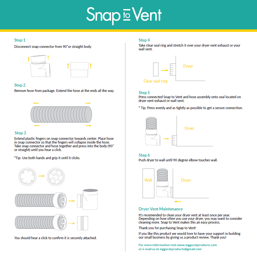 Snap to Vent Quick Connect Dryer 90 Elbow