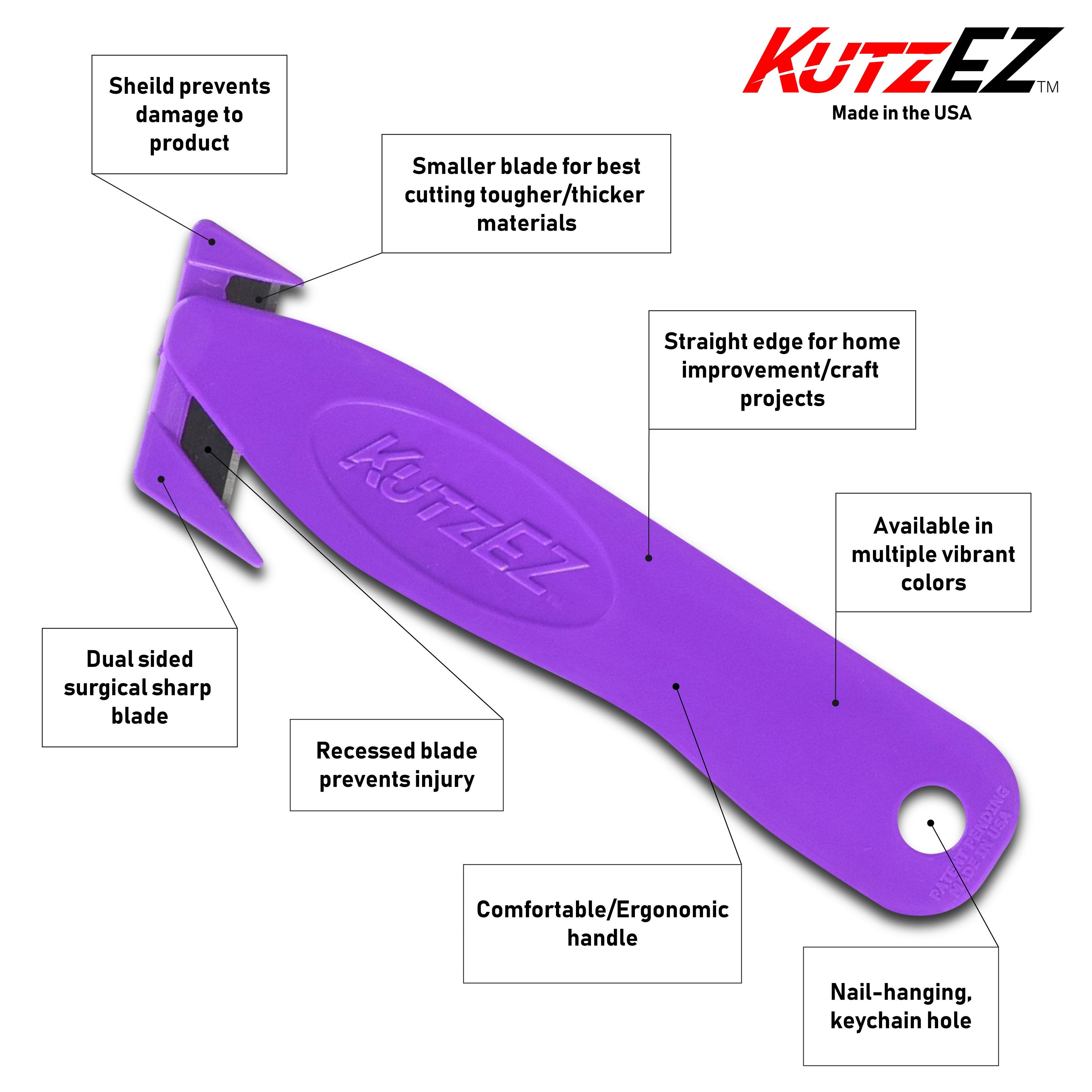 Kutzez Box Cutter Safety Knife | 5 Pack |, Purple