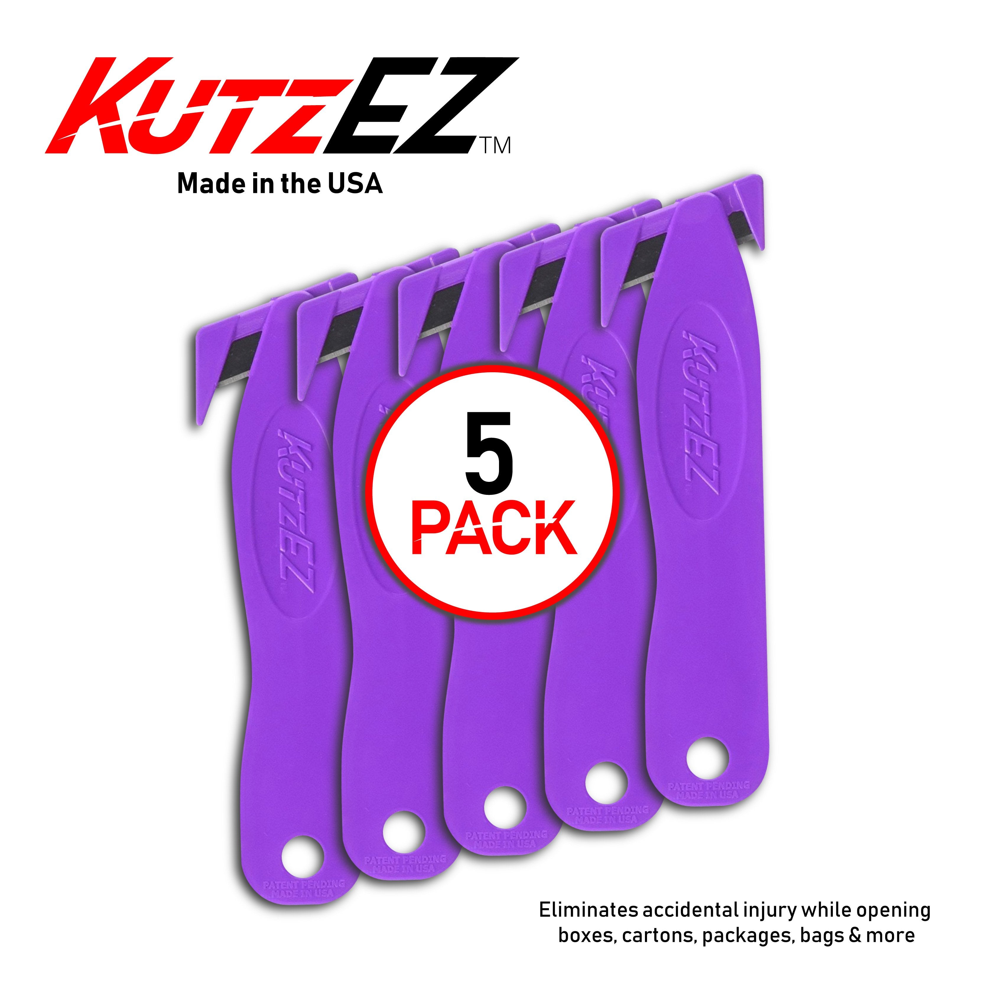 Kutzez Box Cutter Safety Knife | 5 Pack |, Purple